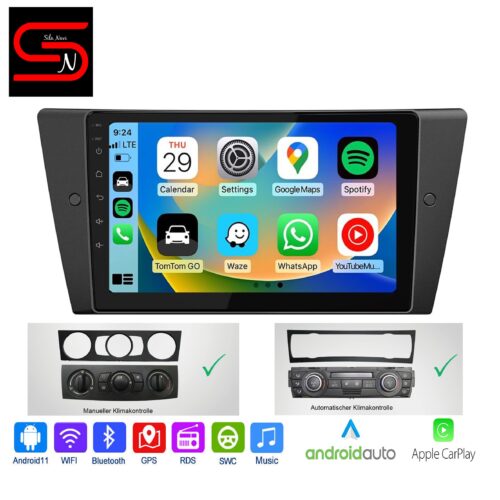 BMW 3er E90 E91 E92 E93 Ohne I-Drive 2005-2012 Android Auto Radio GPS WiFi Bluetooth